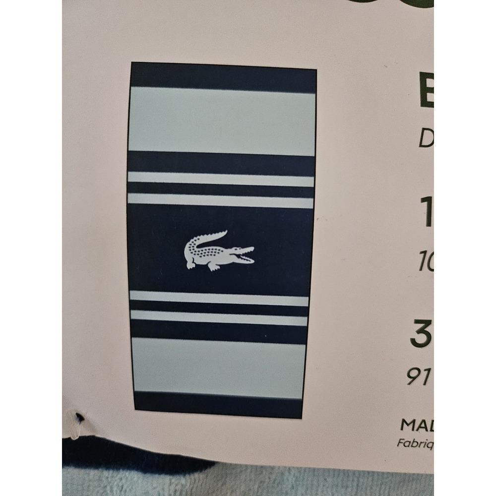 Lacoste Izod Beach Towel NWT On Hanger. Blue W Ivonic Alligator. Preppy